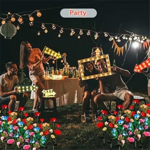 Garden Lights, Solar Flower Lights Outdoor Waterproof, 20 Roses 7-Color Changing - Picture 6 of 7